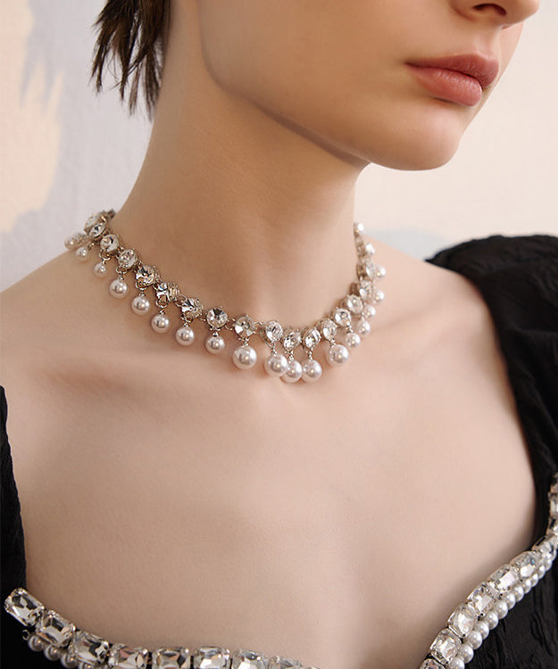 Handmade Zircon Tassels Pearl Adjustable Gold Plated Choker