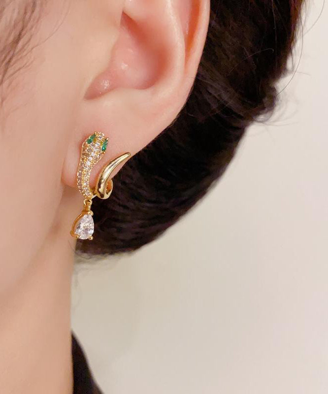 Vogue Gold Copper Alloy Zircon Serpentine Drop Earrings