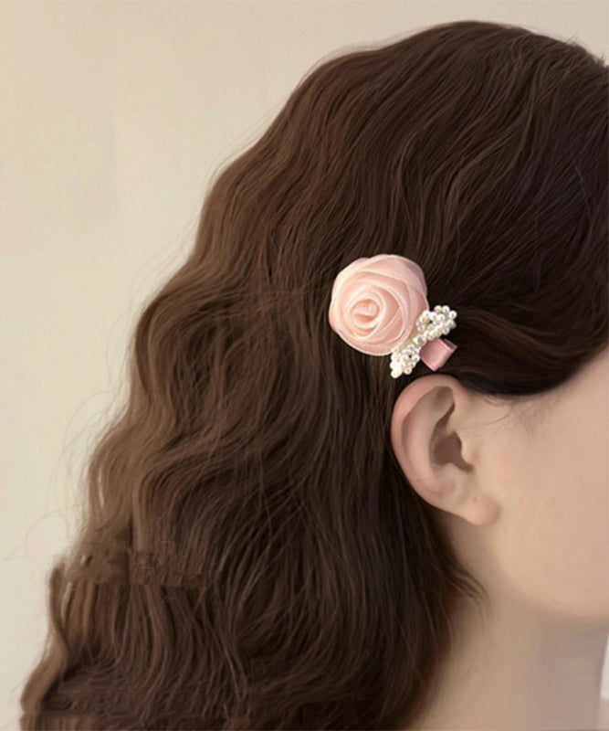 Pink Chiffon Rose Bow Hairpin