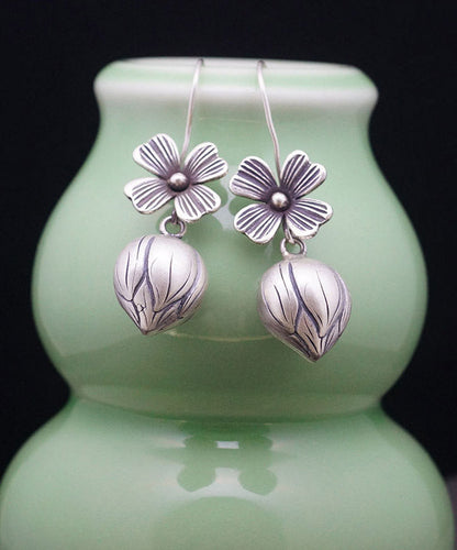 Silk Sterling Silver Lotus Drop Earrings