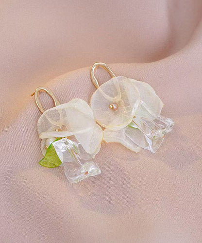 Classy Gold Acrylic Overgild Tulle Hoop Earrings