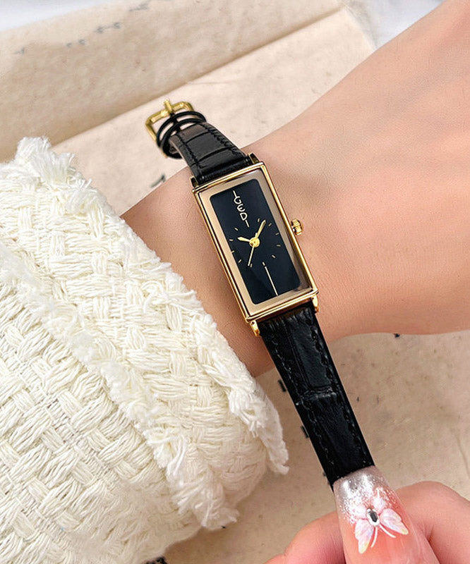 Boutique Black Leather Square Waterproof Watches