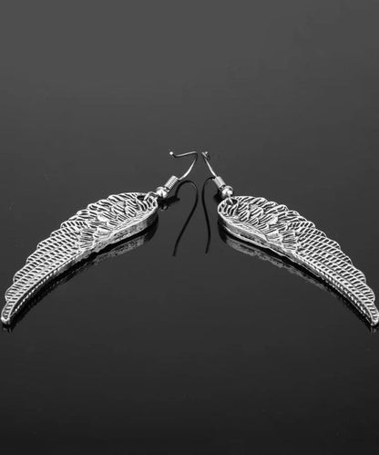 Punk Retro Sterling Silver Angel Wings Hoop Earrings