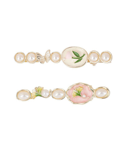 Stylish Gold Alloy Pearl Drip Glaze Tulip Hairpin