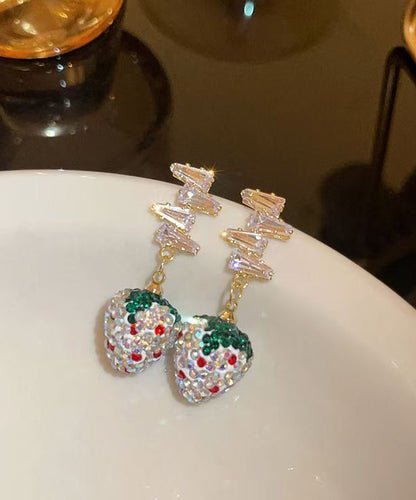 Diy Colorblock Copper Zircon Tassel Drop Earrings