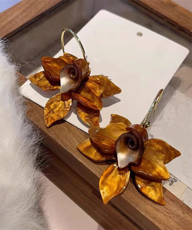 Coffee Alloy Acrylic Drop Earrings