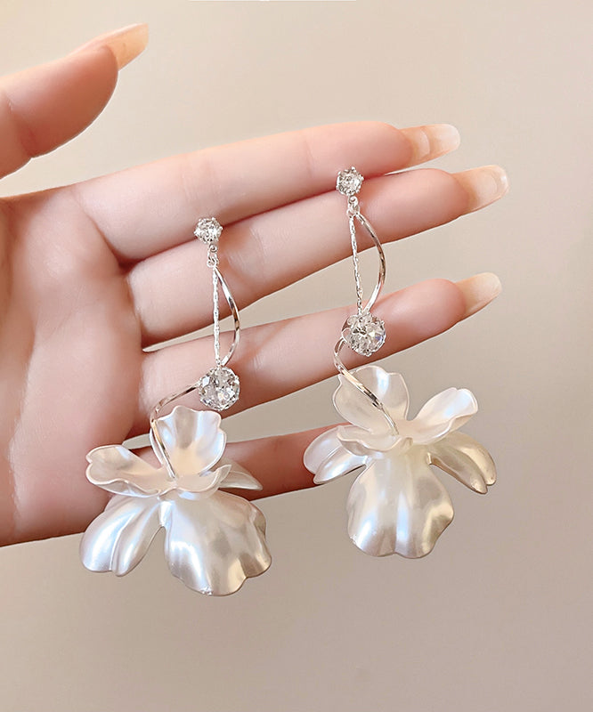 White Copper Alloy Resin Drop Earrings