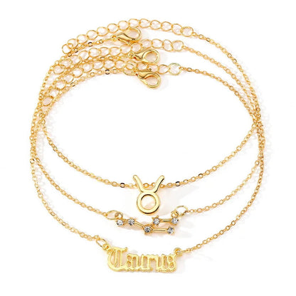 Celestial Trio: Star Zodiac Anklet Set