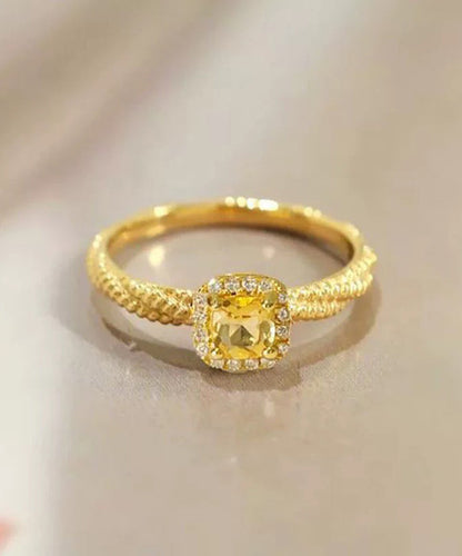 New Gold Overgild Zircon Crystal Rings