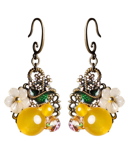 Yellow Copper Drop Earrings