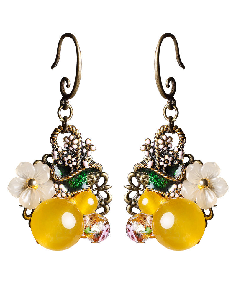 Yellow Copper Drop Earrings