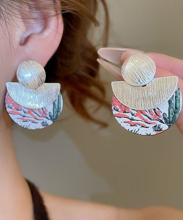 Handmade Wooden Print Stud Earrings