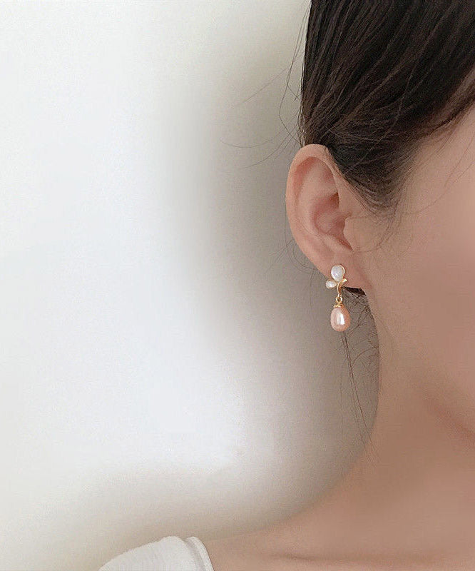 Diy Gold Sterling Silver Overgild Drip Pearl Butterfly Drop Earrings