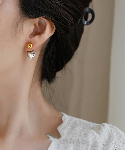 Simple Colorblock Copper Overgild Love Stud Earrings