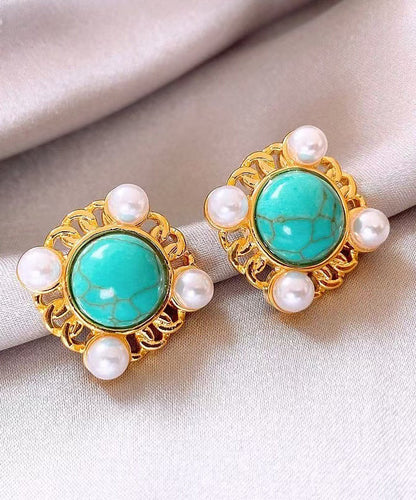 Gold Nail Bead Alloy Stud Earrings