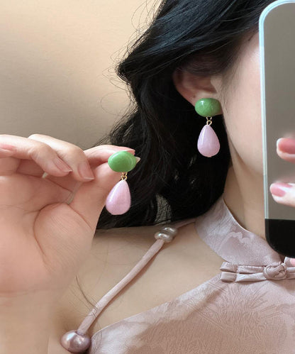 Unique Colorblock Alloy Water Droplet Drop Earrings