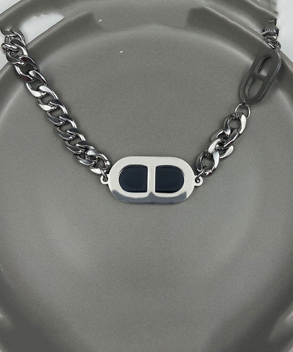 Black Stainless Steel Pig Nose Necklace