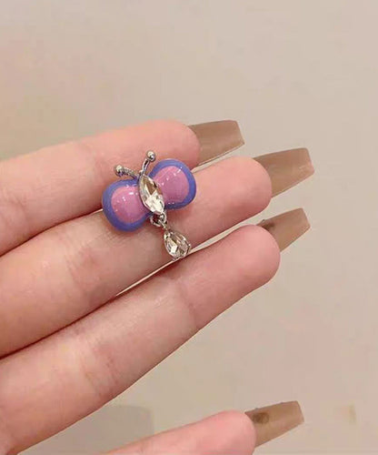 New Purple Butterfly Zircon Ear Bone Clip Earrings