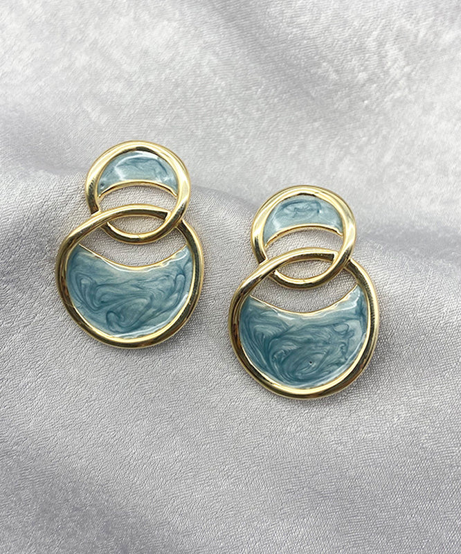 Blue Copper Overgild Hoop Earrings