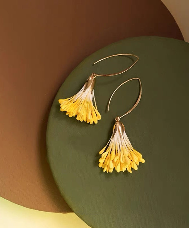Original Design Yellow Alloy Holiday Drop Earrings