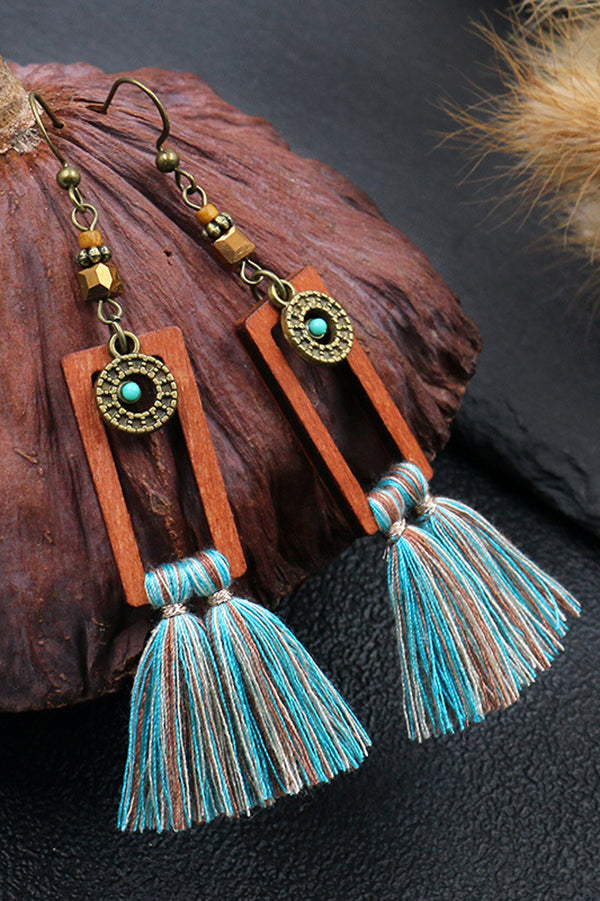 Square Tassel Long Earrings