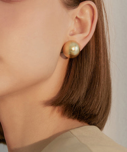 Golden Round Metal Stud Earrings