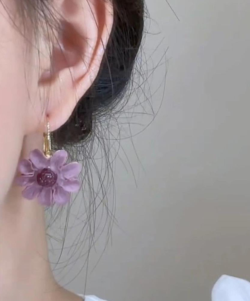 Original Purple Copper Overgild Drop Earrings