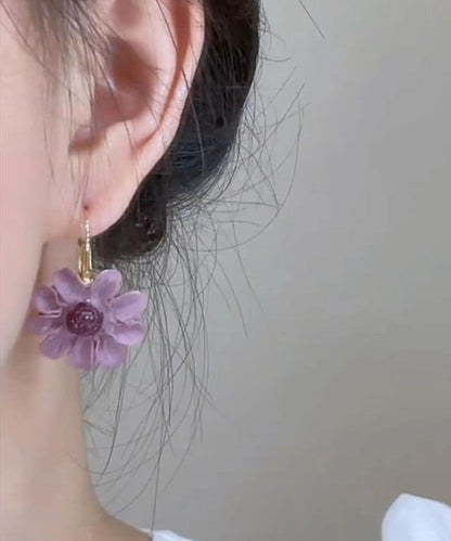 Original Purple Copper Overgild Drop Earrings