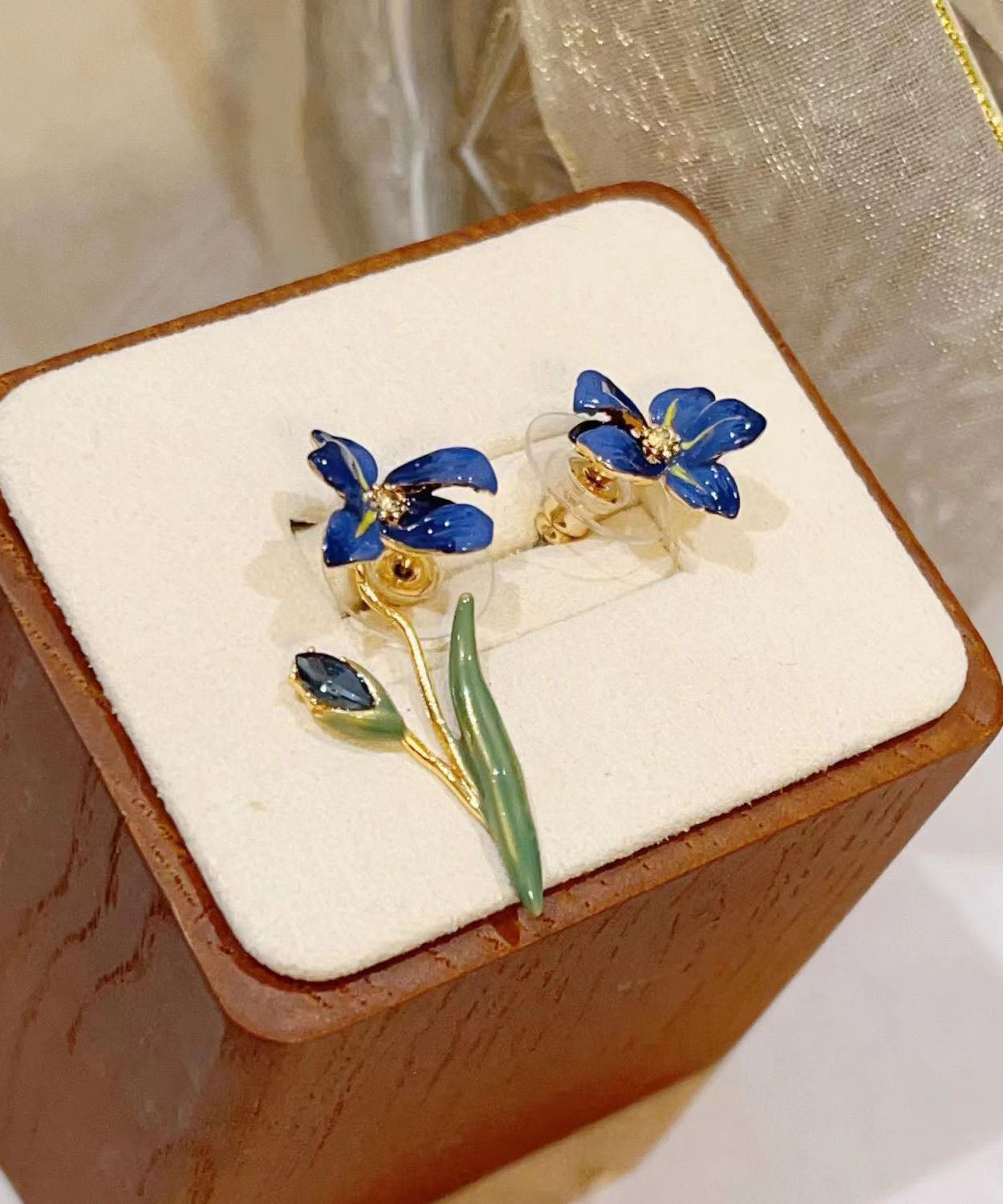 Blue Alloy Zircon Drop Earrings