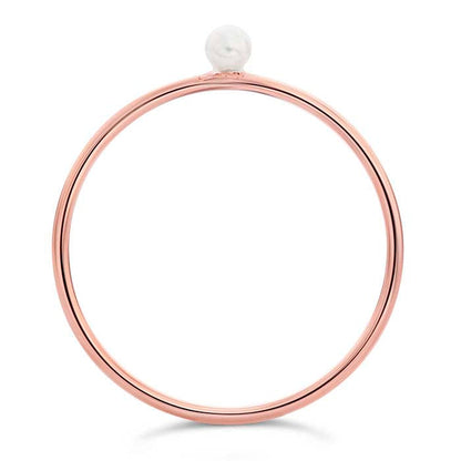 14/20 Rose Gold-filled Petite Stackable Rings, Swarovski Pearl & Sparkle Finish, Set of 3