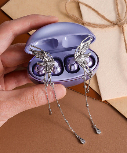 Silk Copper Butterfly Tassel Drop Earrings