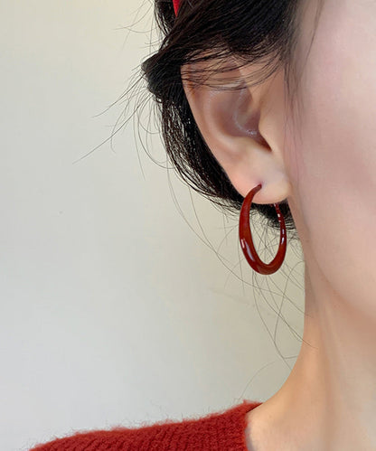 Red Sterling Silver Hoop Earrings