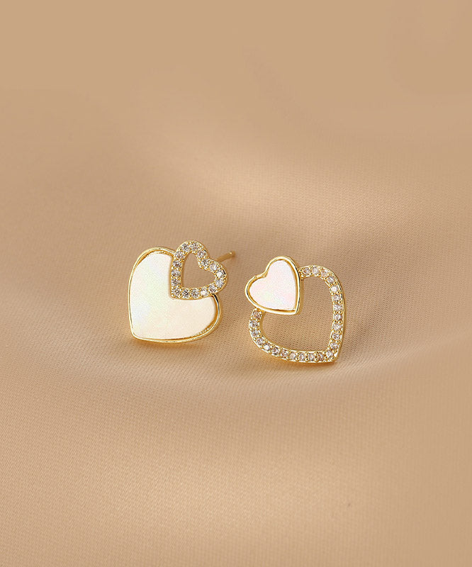Silk Alloy Acrylic Zircon Asymmetricar Love Stud Earrings