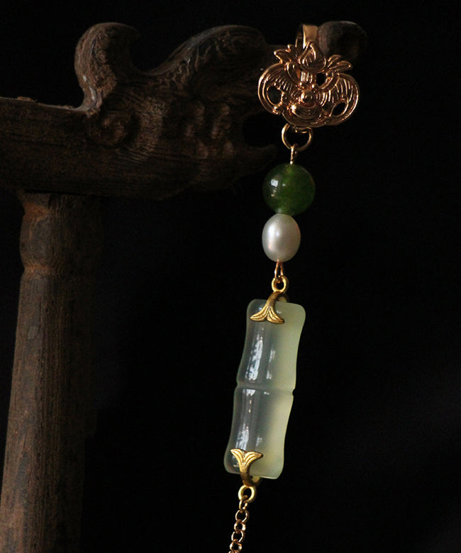 Gold Sterling Silver Overgild Jade Pearl Brooches
