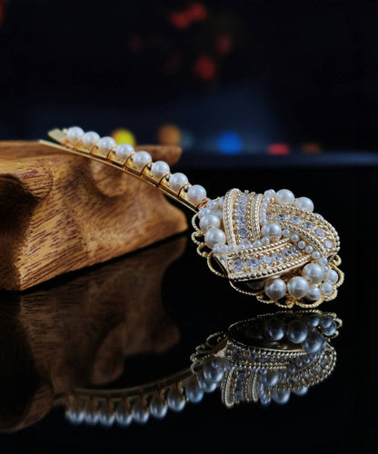 Gold Copper Overgild Inlaid Pearl Zircon Hairpin
