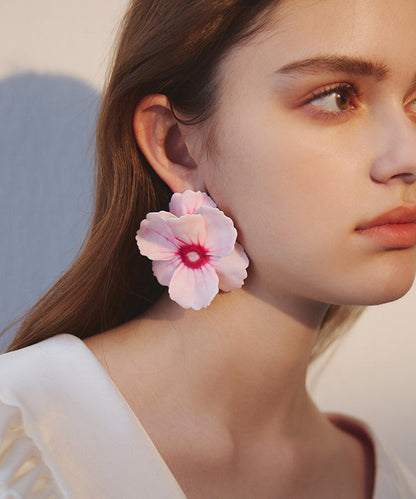 Exaggeration Pink Oversize Alloy Stud Earrings