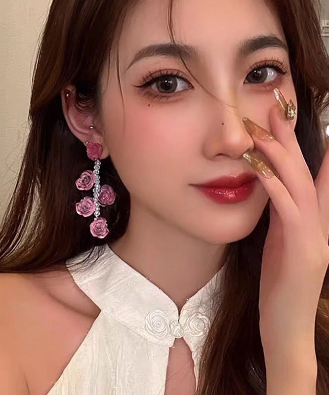 Art Red Acrylic Crysta Drop Earrings