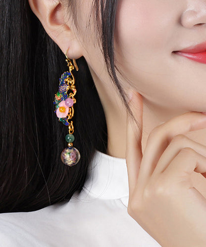 Blue Gold Plated Phoenix Drop Earrings