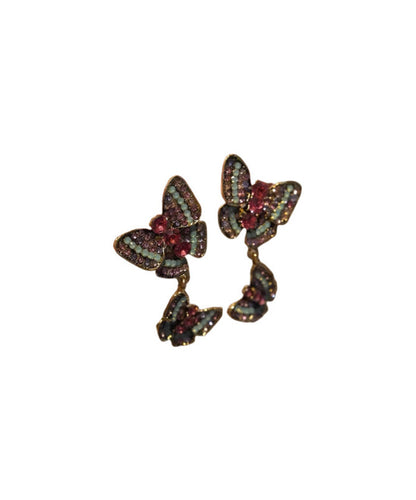 Handmade Zircon Colored Butterfly Stud Earrings