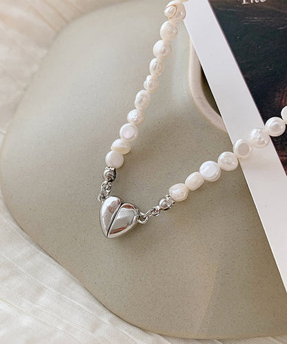 White Overgild Asymmetricar Love Pearl Pendant Necklace