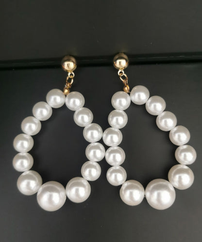 Loose White Pearl Water Drop Drop Earrings