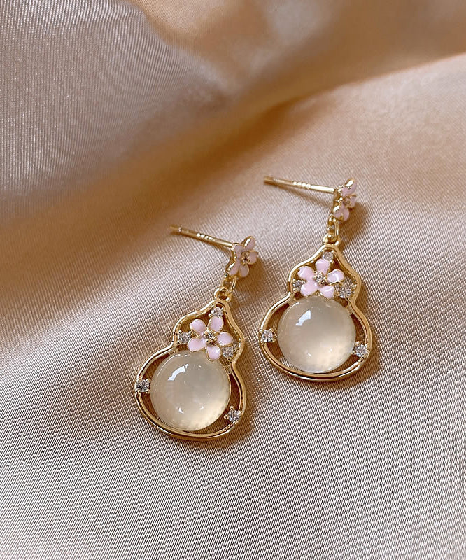 Gold Copper Alloy Gourd Drop Earrings