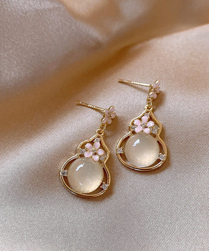 Gold Copper Alloy Gourd Drop Earrings