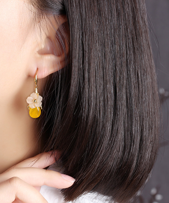 Diy Yellow Water Drop Drop Earrings