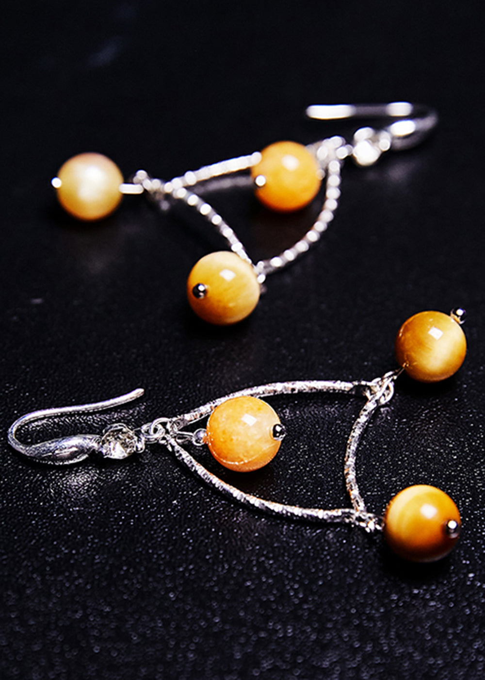 Light Yellow Gem Stone Original Design Drop Earrings