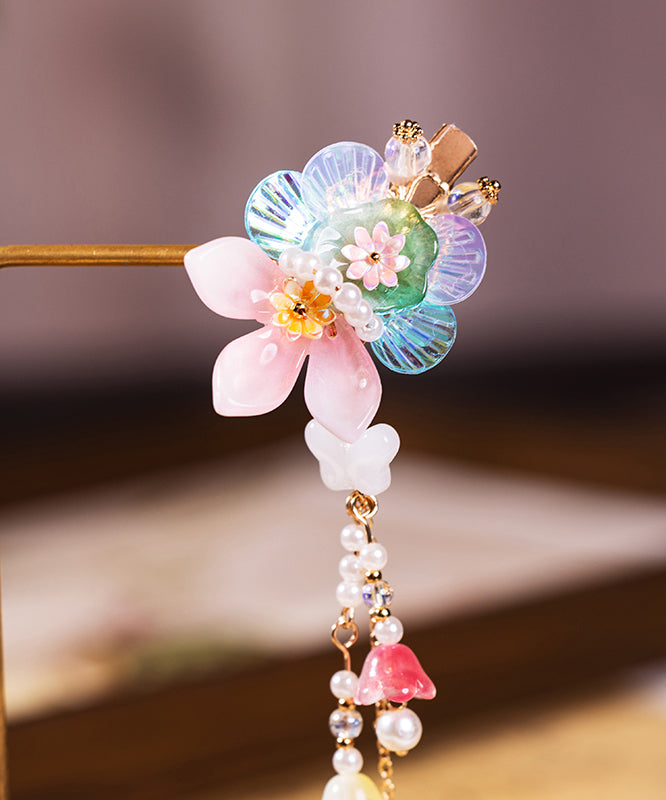 Style Multicolor Alloy Pearl Tassel Kids a Pair Hairpin