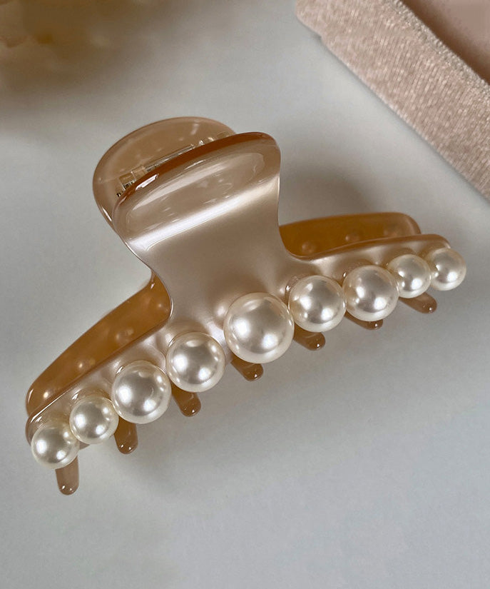 New French Style Apricot Acrylic Shark Pearl Hairpin