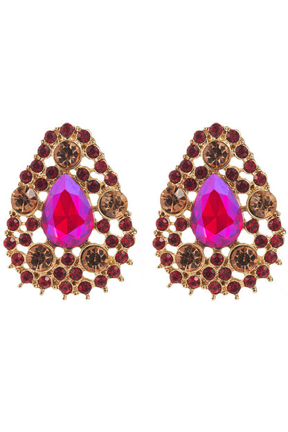 Alloy Drop-shaped Diamond Earrings