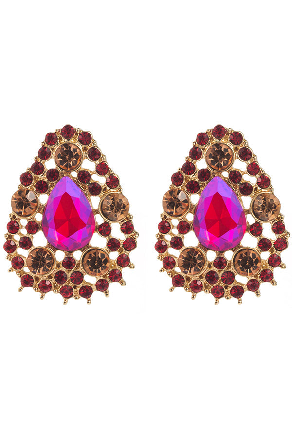 Alloy Drop-shaped Diamond Earrings