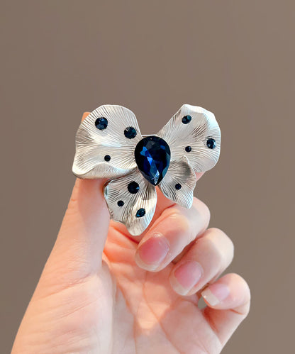 Stylish Silk Alloy Crystal Butterfly Brooch